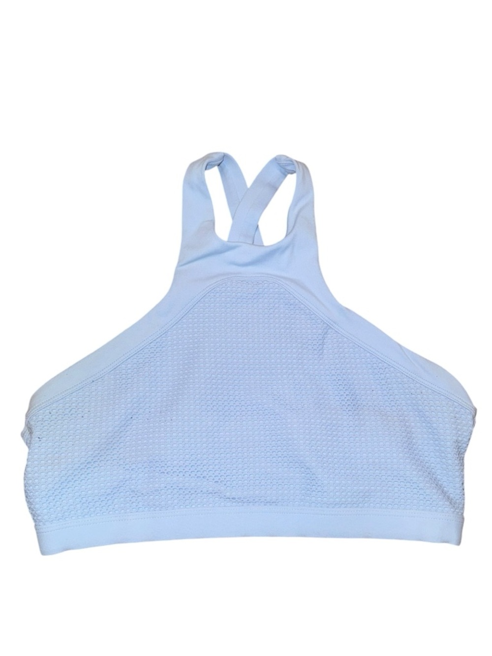 Lorna Jane Light Blue High Neck Cross Back Sports Bra Strappy Mesh Med